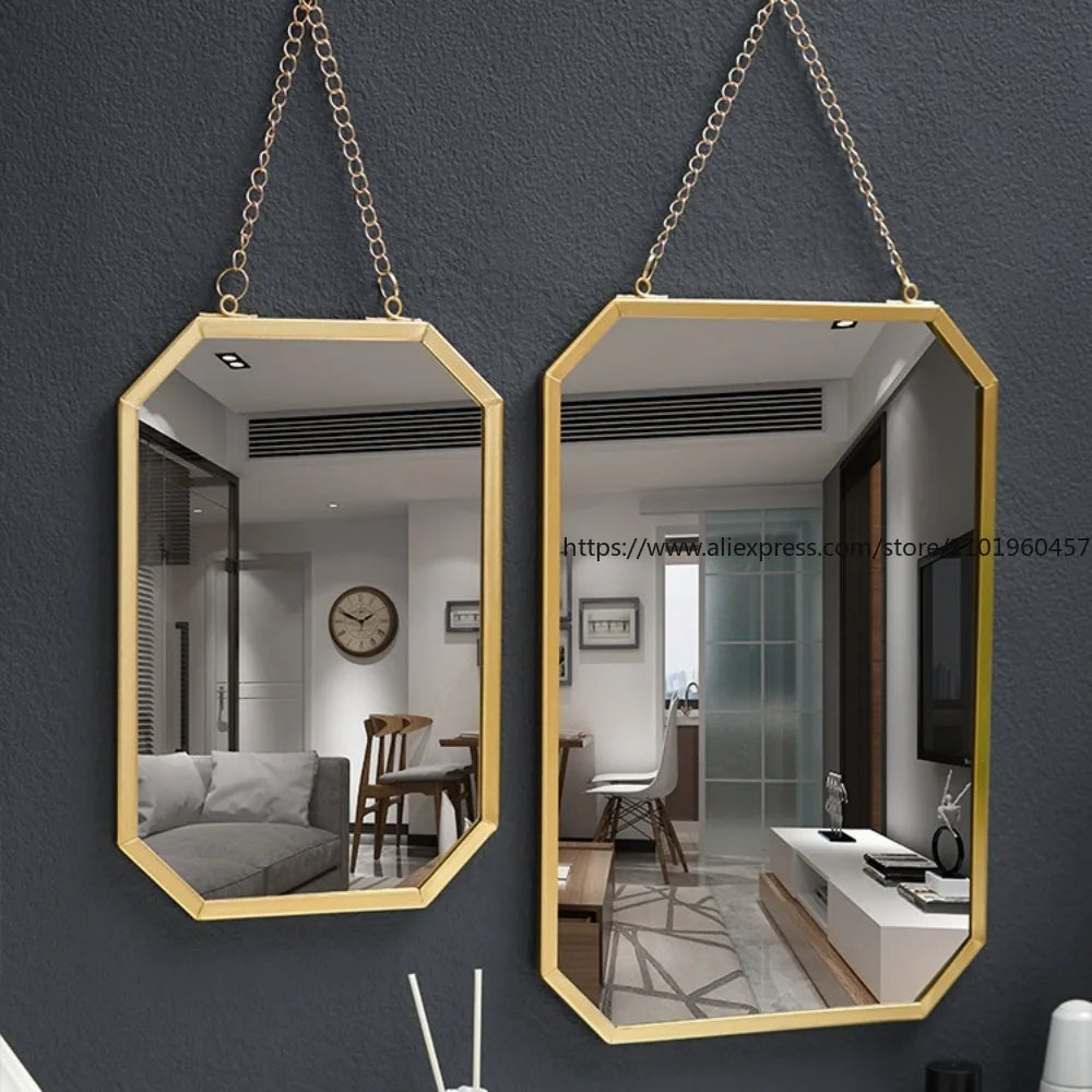 Nordic-Style Wrought Iron Square Wall-Mounted Mirror BathroomWall-Mounted Vanity Mirror Wall-Mounted Makeup
