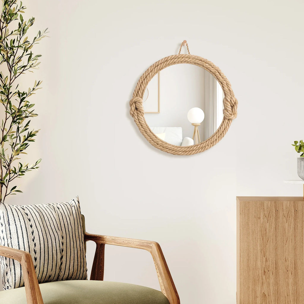 Home Decor Nordic hanging  mirror creative hanging wall sofa porch homestay style background wall decor makeup mirror