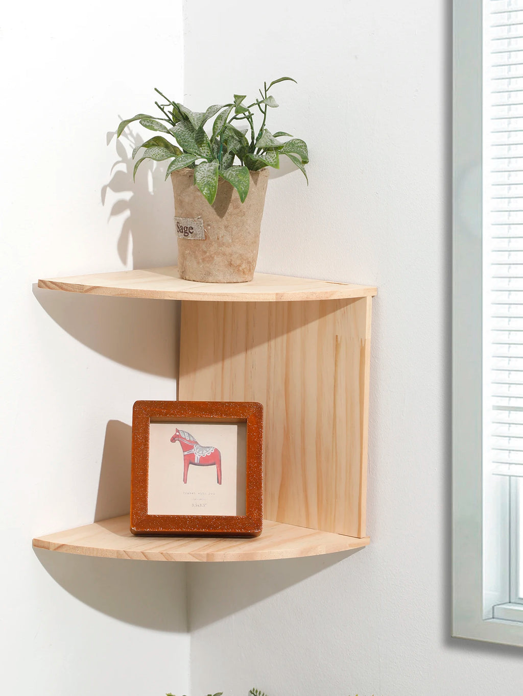 Wooden Corner Shelf Two-Layer Burlywood Shelf Boho Home Decoration Floating Wall Organizer Room Decors Aesthetic Wall Decor Gift