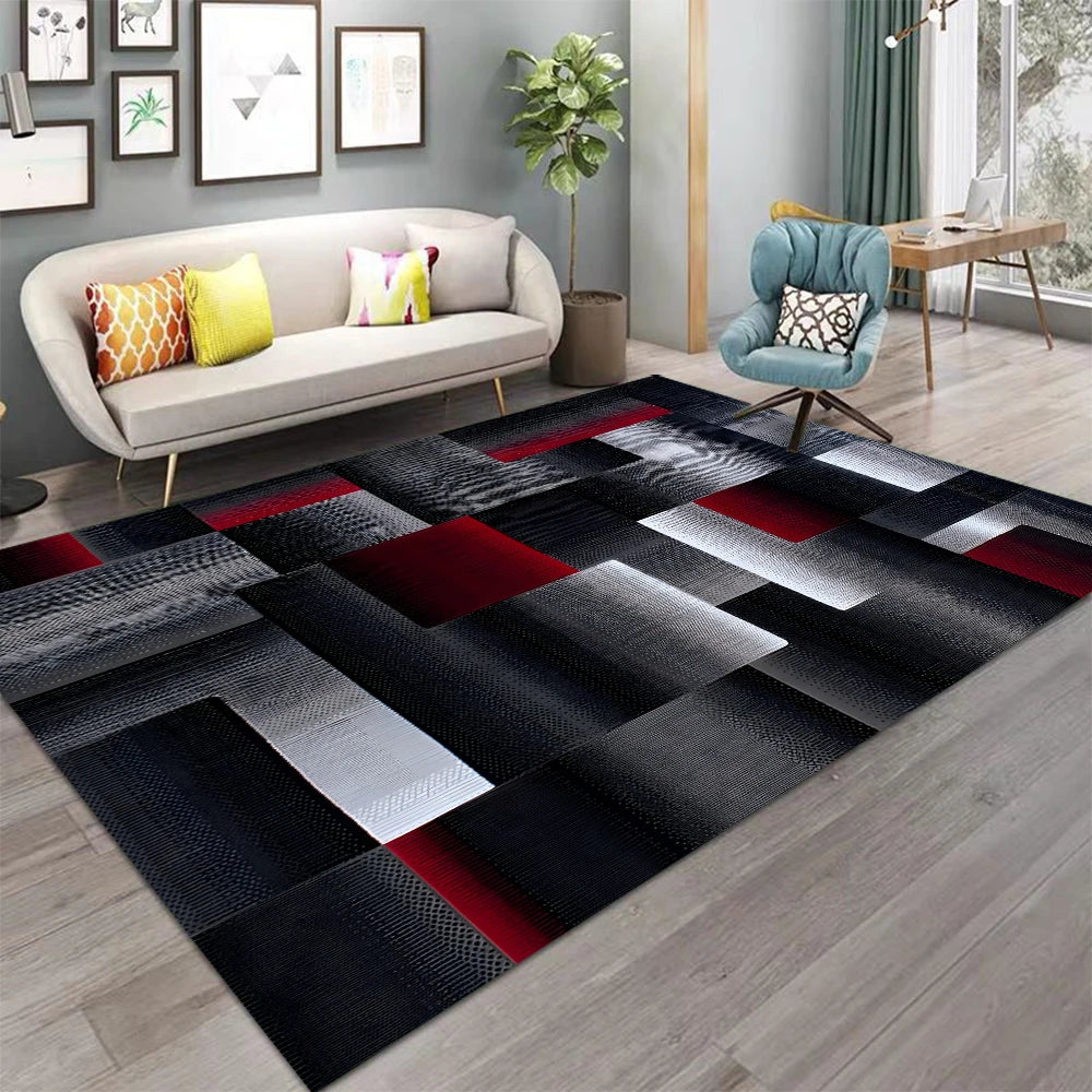 Nordic Style Area Rug Abstract Geometric Carpet Non-Slip Washable Carpet for Living Room Bedroom and Home Decor Floor Mat