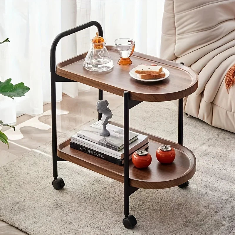 Nordic Style Rolling Side Table, Sofa Table with Wheels - Suitable for Modern Style Home Decor and Storage