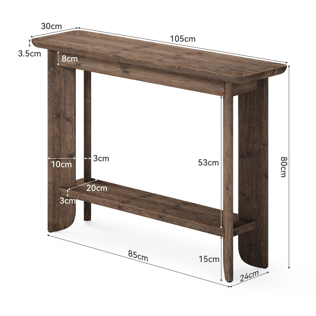 Walnut 2-Tier Console Table