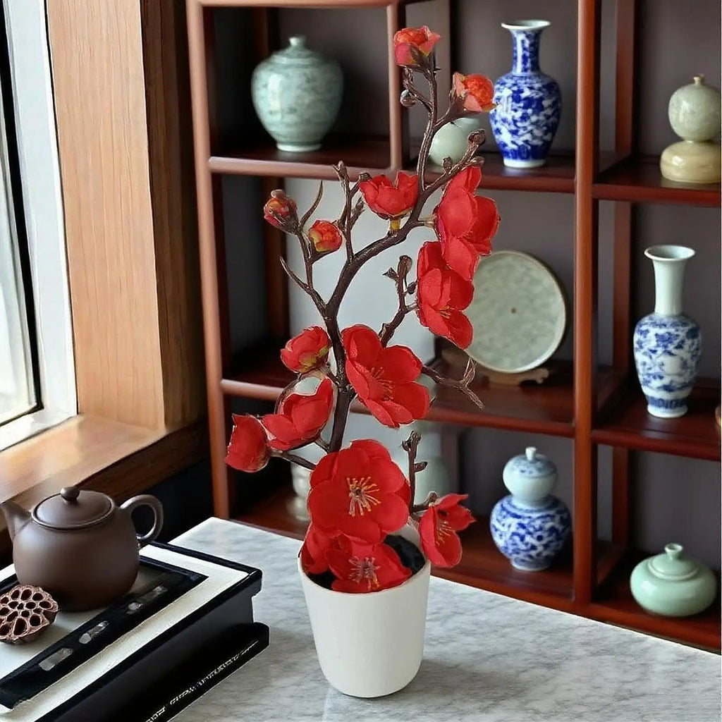 Arrangement with Vase Decorative Artificial Flowers Large Home Decoration Faux Plant Centerpiece for Modern Room