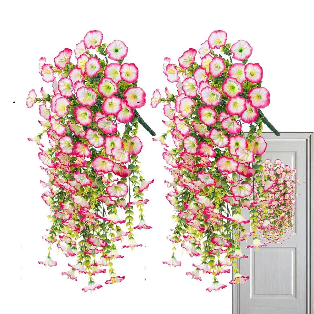 Fake Petunias 2 Pieces Faux Petunias Garden Flower Decor UV-Resistant Fake Plants For Porch Patio Garden Yard Wedding Party