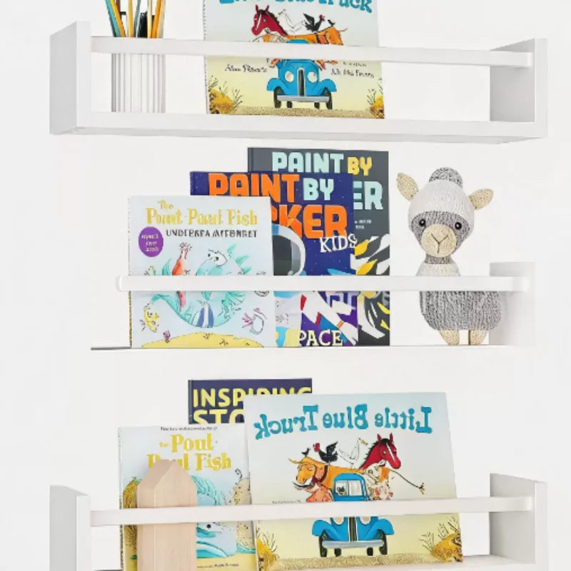 Floating Wall Mount Shelf Wooden Kids Bookshelf Decor Organizer for Home Spice Book Bathroom Storage