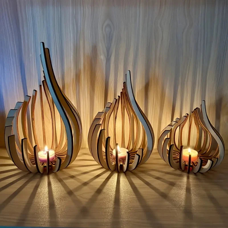 Handmade Candle Holder Made of Wooden DIY Artwork. Holiday/desktop Decoration, Romantic Decoration for Candlelight Dinner