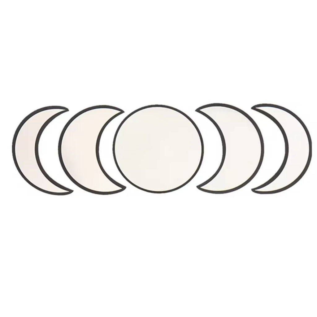 5 Pieces Scandinavian Natural Decor Acrylic Wall Decorative Interior Design Wooden Moon Phase Mirror Bohemian Wall Decoration