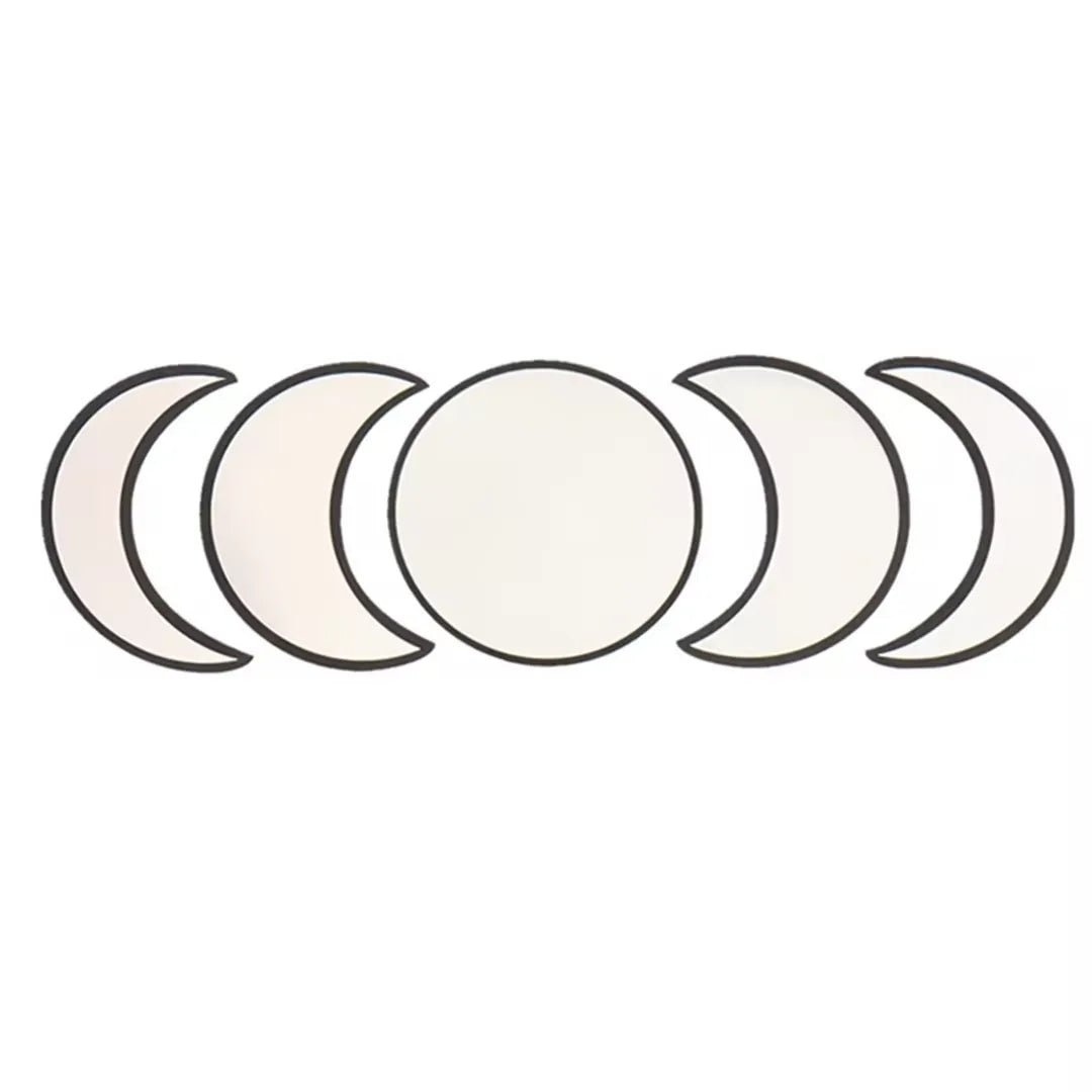 5 Pieces Scandinavian Natural Decor Acrylic Wall Decorative Interior Design Wooden Moon Phase Mirror Bohemian Wall Decoration