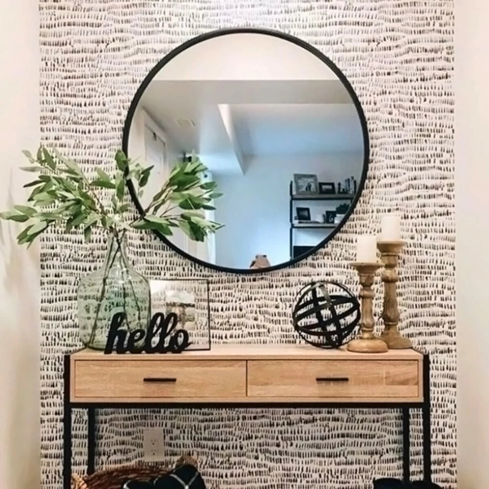 Round Framed Wall Mirror