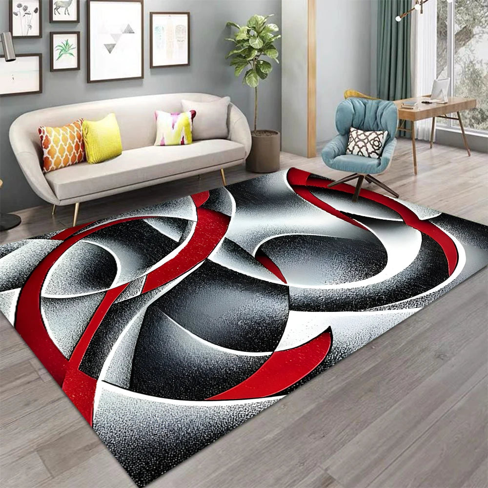 Nordic Style Area Rug Abstract Geometric Carpet Non-Slip Washable Carpet for Living Room Bedroom and Home Decor Floor Mat