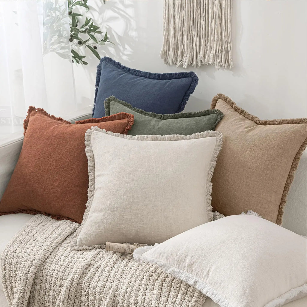 Linen Fringe Cushion Cover