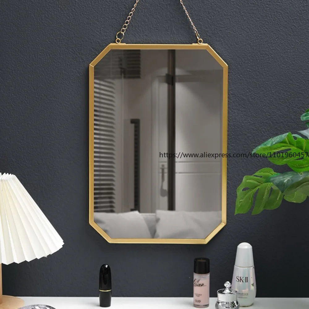 Nordic-Style Wrought Iron Square Wall-Mounted Mirror BathroomWall-Mounted Vanity Mirror Wall-Mounted Makeup