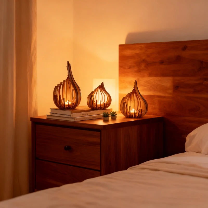Handmade Candle Holder Made of Wooden DIY Artwork. Holiday/desktop Decoration, Romantic Decoration for Candlelight Dinner