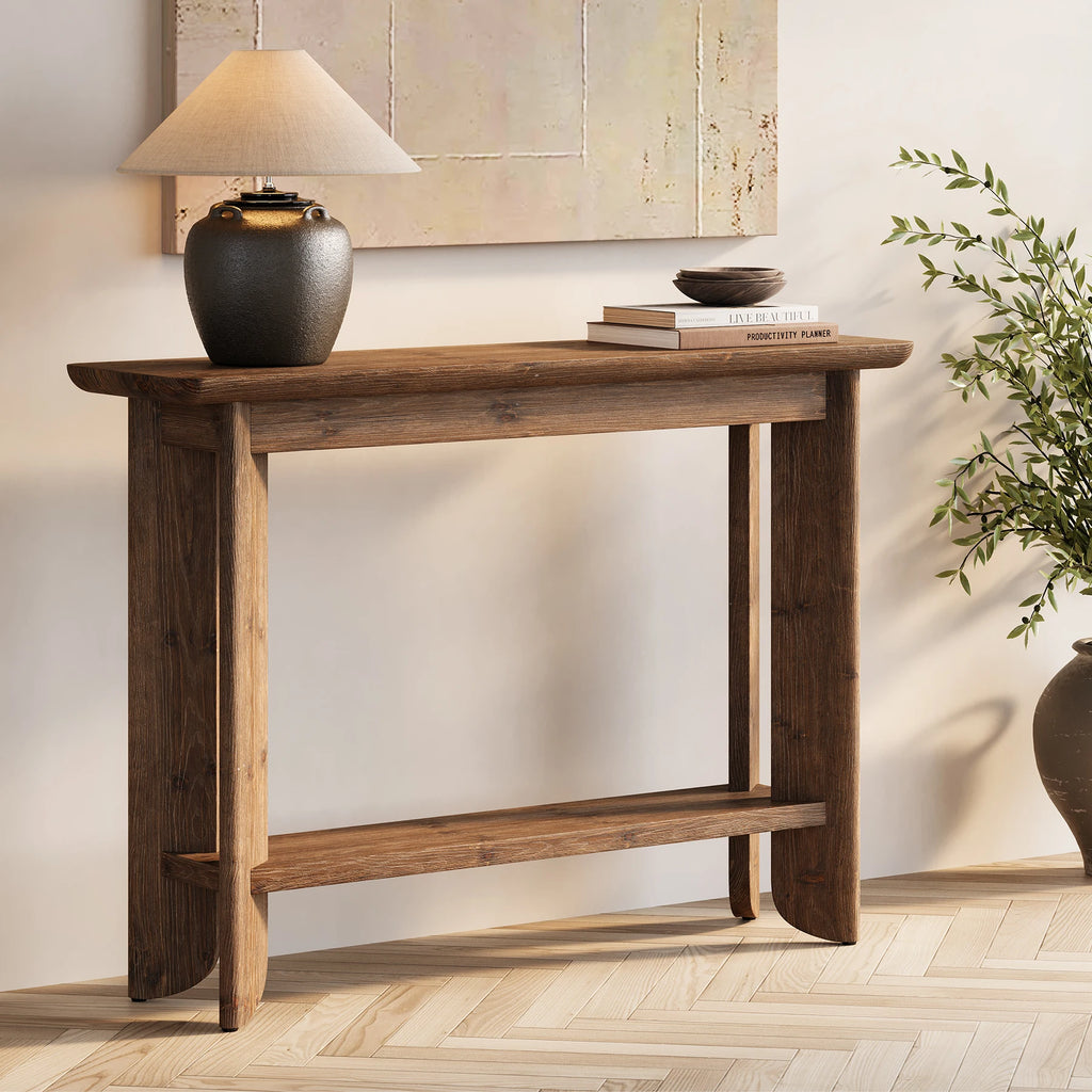 Walnut 2-Tier Console Table