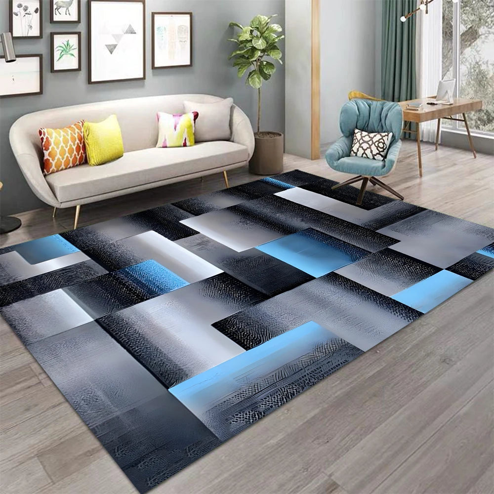 Nordic Style Area Rug Abstract Geometric Carpet Non-Slip Washable Carpet for Living Room Bedroom and Home Decor Floor Mat