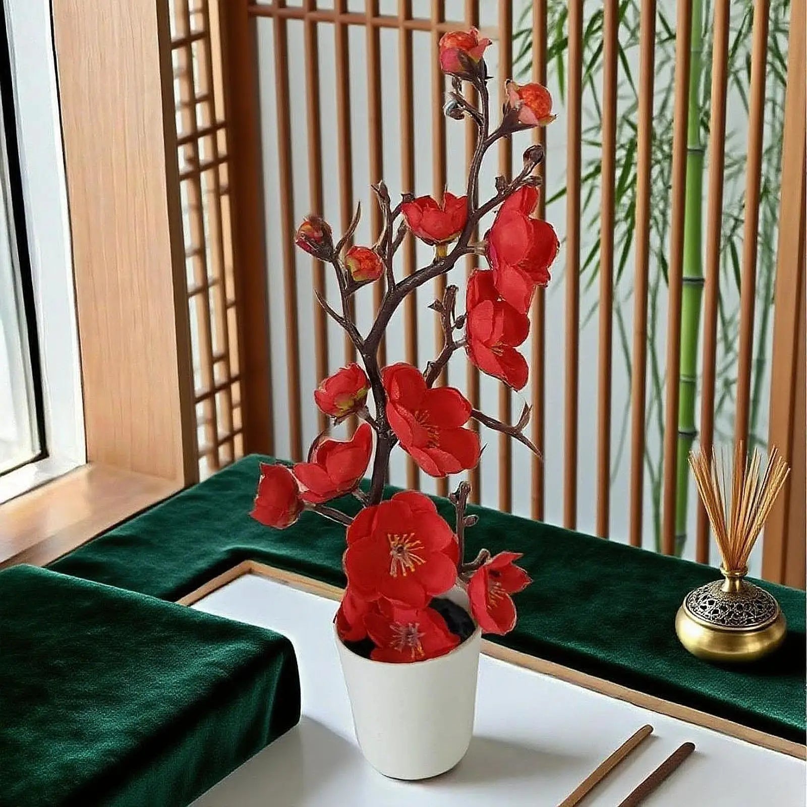 Arrangement with Vase Decorative Artificial Flowers Large Home Decoration Faux Plant Centerpiece for Modern Room