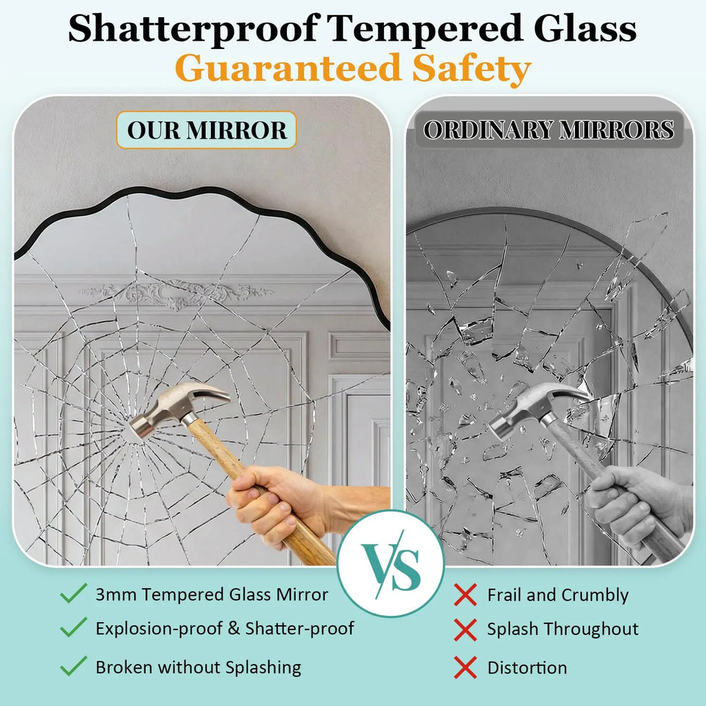 Wavy Edge Round Wall Mirror