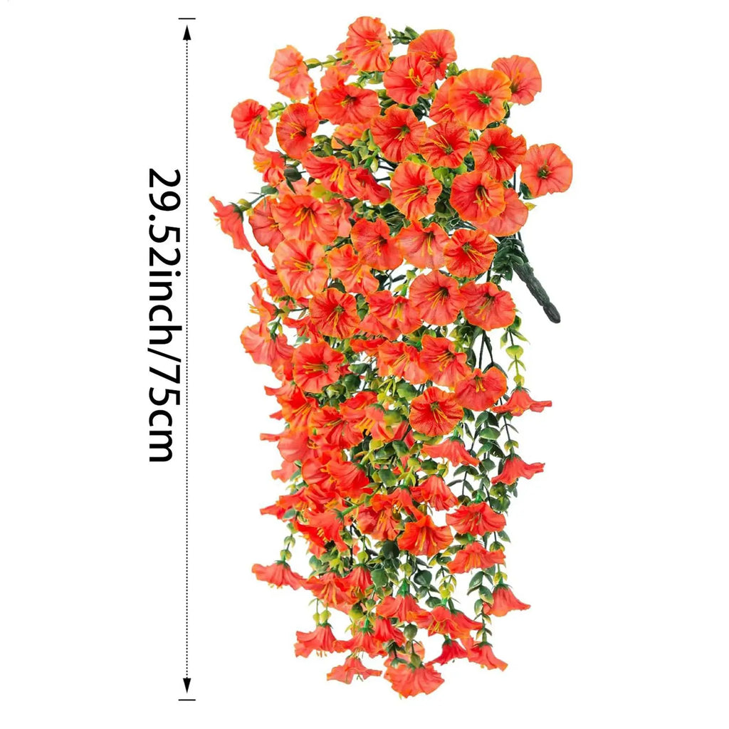 Fake Petunias 2 Pieces Faux Petunias Garden Flower Decor UV-Resistant Fake Plants For Porch Patio Garden Yard Wedding Party