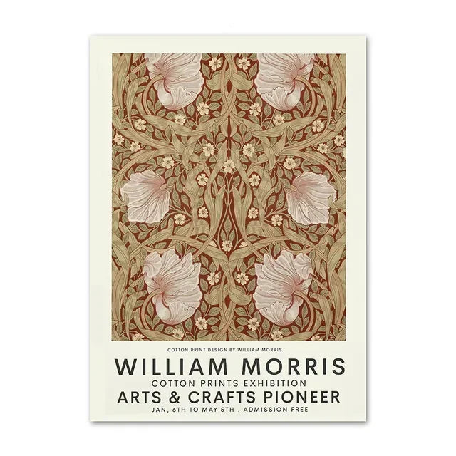Nordic Canvas Painting Poster Aesthetics HD Print Wall Pictures William Morris Museum Series Vintage Living Room Decoration