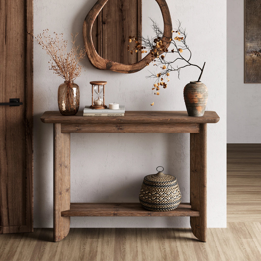 Walnut 2-Tier Console Table