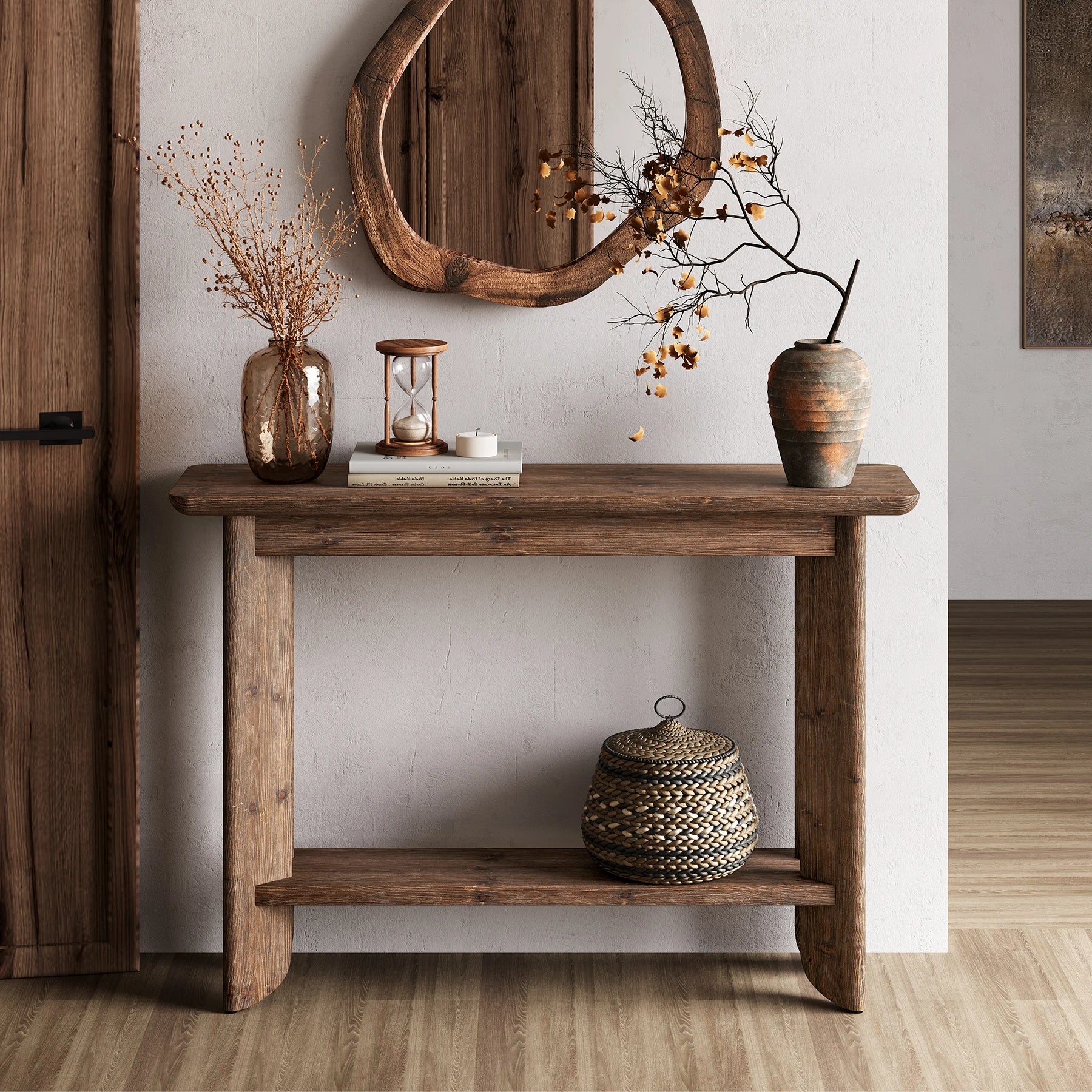 Walnut 2-Tier Console Table