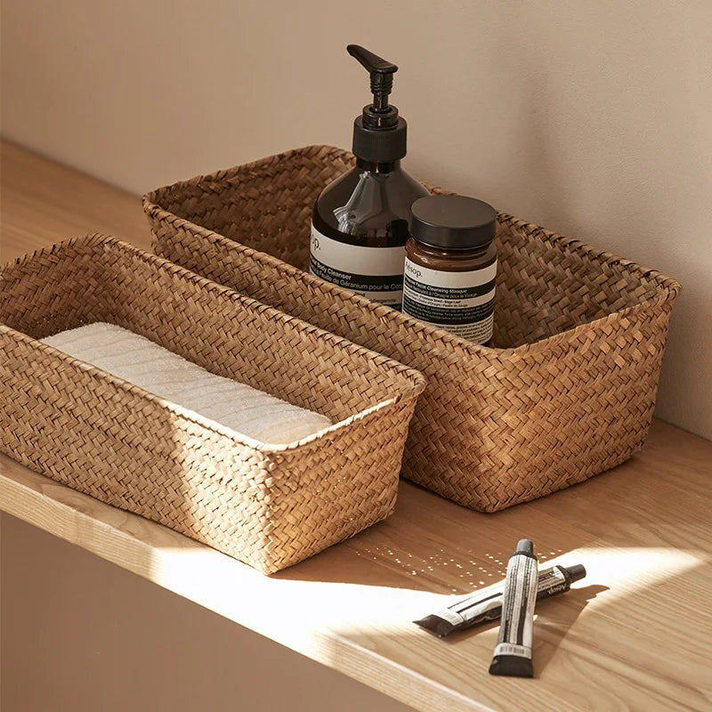 Storage Basket Handmade Woven Willow Storage Basket For Clothes Cosmetic Stationery Hairpins Jewelry Accessories