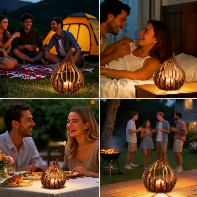 Handmade Candle Holder Made of Wooden DIY Artwork. Holiday/desktop Decoration, Romantic Decoration for Candlelight Dinner