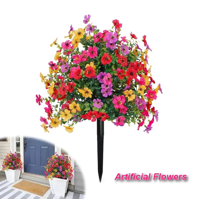 Artificial Flowers for Outdoor Indoor Garden Home Decoration Faux Daisy with Eucalyptus Leaves Fake Plants Greenery Porch Patio