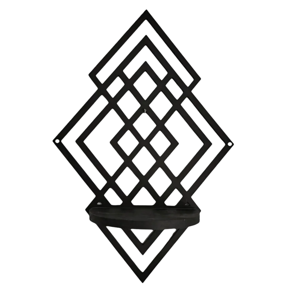 Wooden Wall Mounted Decorative Shelf Geometric Hanging Floating Wall Storage Rack Home Decoration Hollow Out Wall Decor Bedroom