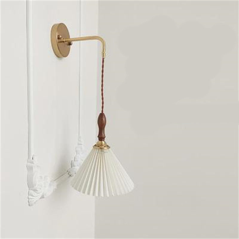 Brass Retro Japanese Single Pleated Walnut Chandelier