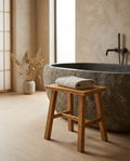 Thickened Nanzhu Mazar Wooden Stool Bench styled in a Japandi interior
