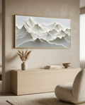 Modern Minimalist Mountain Relief Art Poster styled in a Japandi interior