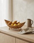 Imitation Rattan Fruit Basket styled in a Japandi interior