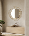 HOMCOM Metal Wall Art 65cm Round Mirror styled in a Japandi interior