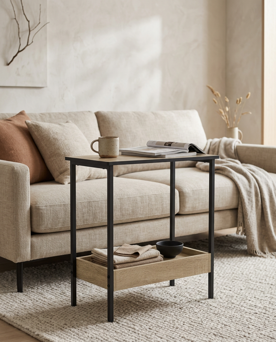 WOLTU Rectangular Coffee Table styled in a Japandi interior