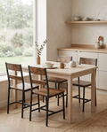 Wood Kitchen Dining Chairs Set of 2 styled in a Japandi interior