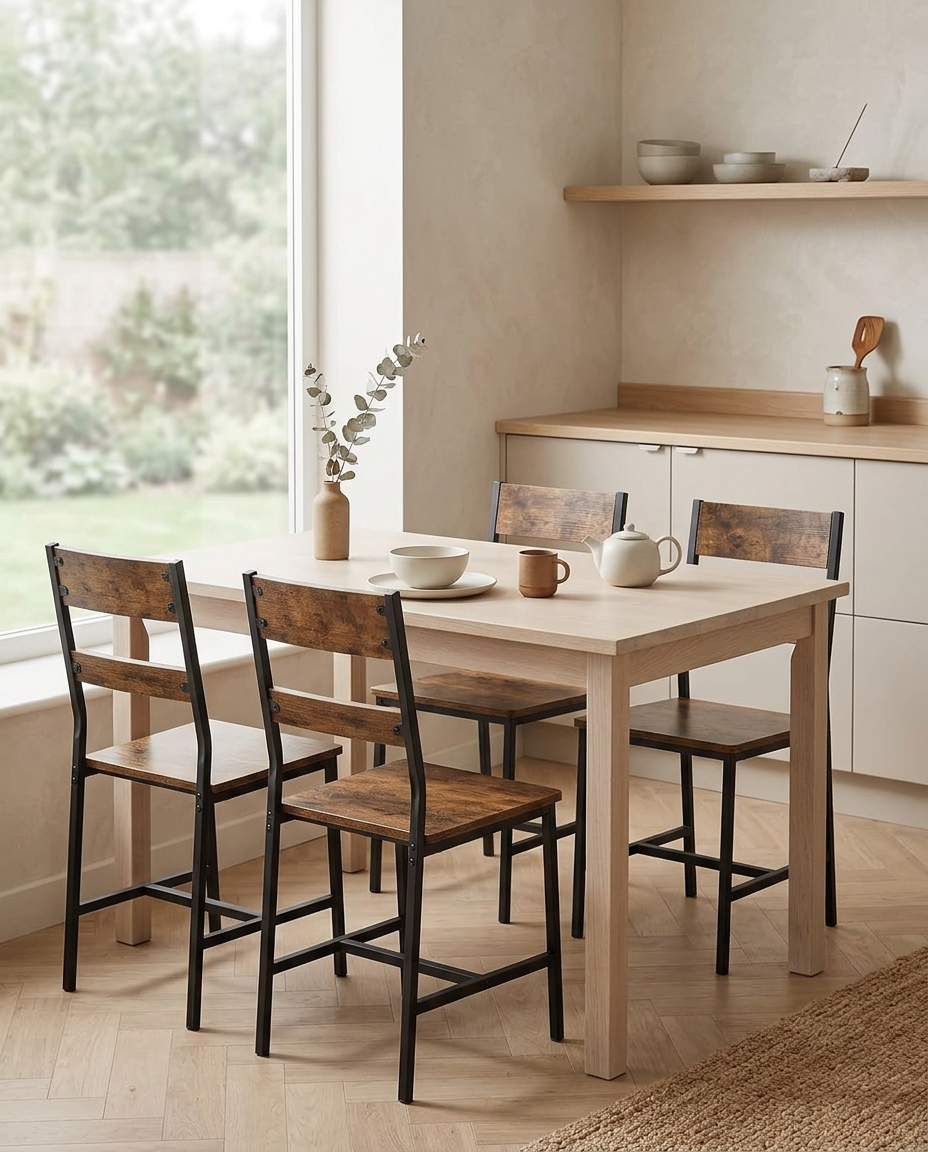 Wood Kitchen Dining Chairs Set of 2 styled in a Japandi interior