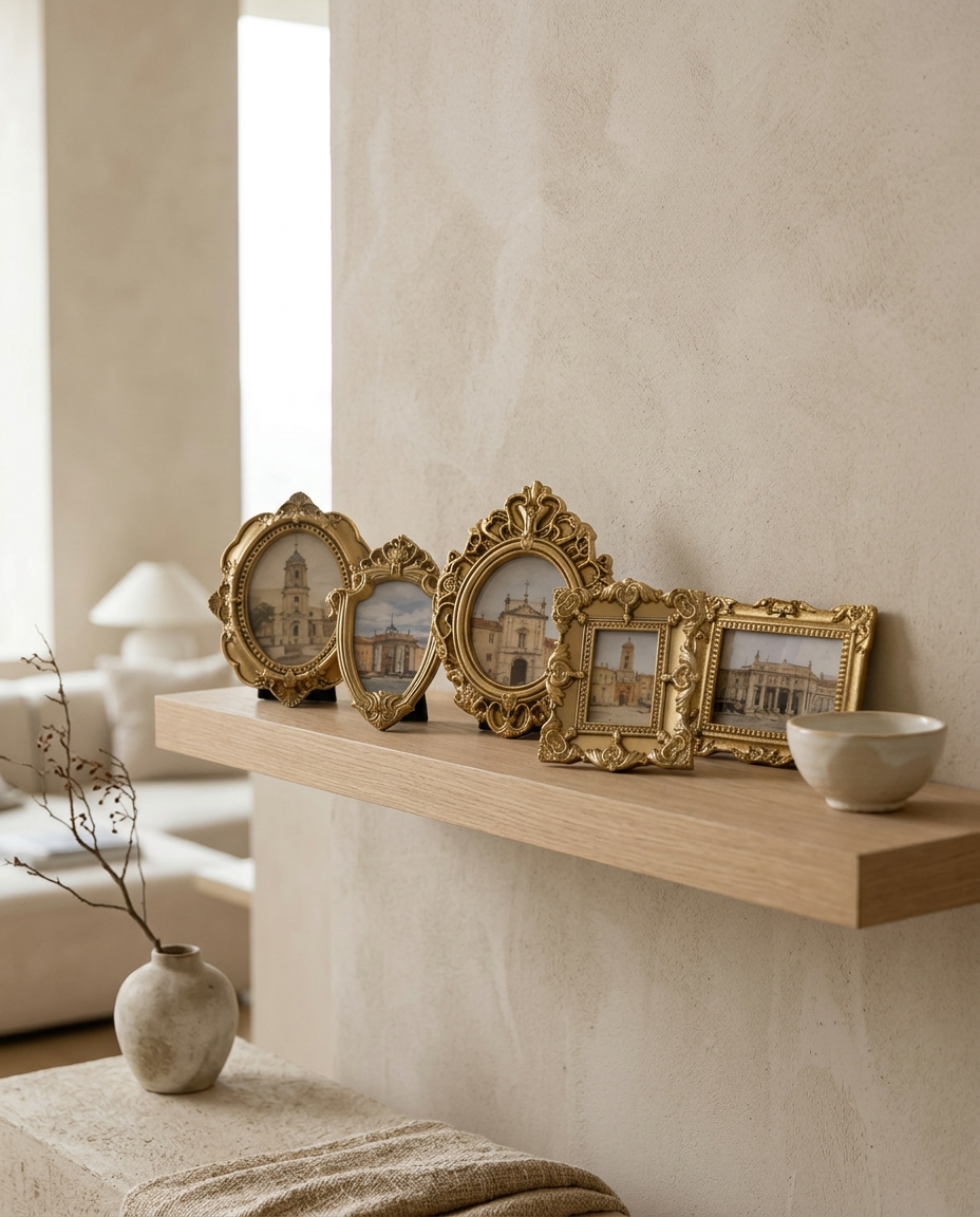 Miniature Photo Frames (Set of 5) styled in a Japandi interior