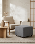 Stretch Ottoman Cover styled in a Japandi interior