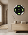 Silent Luminous Wall Clock styled in a Japandi interior