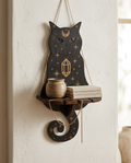 Wooden Hanging Wall Shelf styled in a Japandi interior