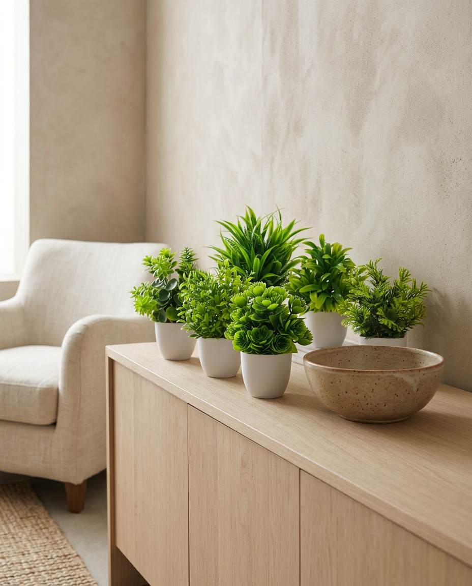 Artificial Potted Plant styled in a Japandi interior
