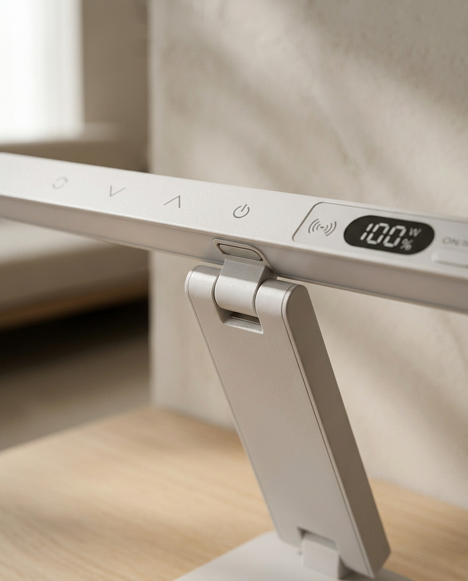 Magnetic Touch Table Lamp — close detail of the magnetic joint and touch surface