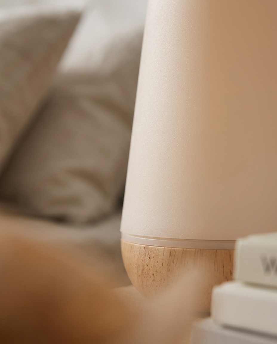 Colour Changing Bedside Lamp — close detail of the frosted diffuser surface