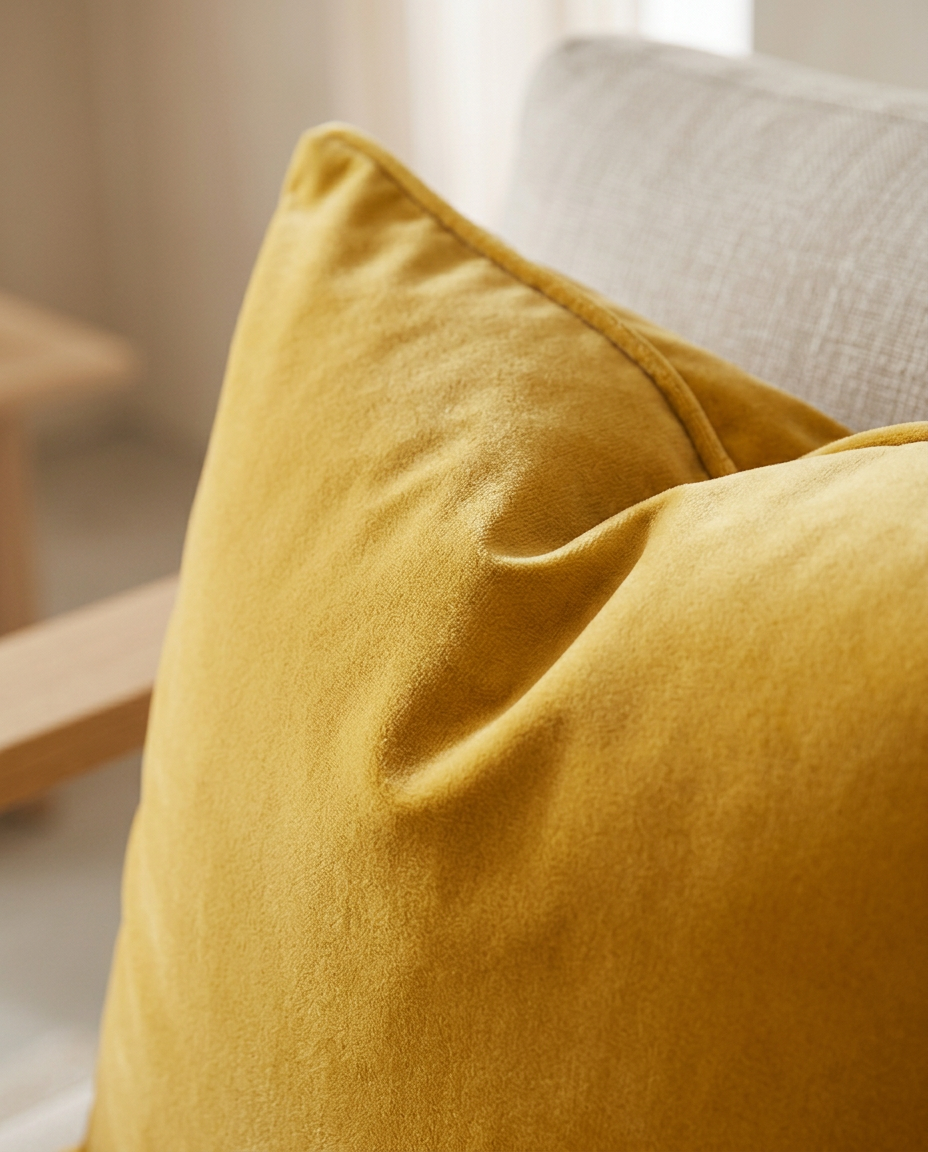 Velvet Cushion Cover — close detail of the velvet nap and piped seam