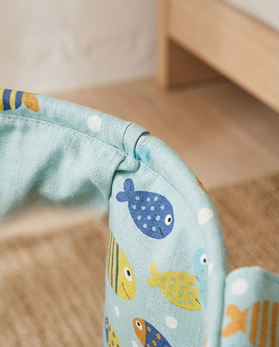 Cotton Linen Laundry Basket — macro detail of the woven cotton and rolled rim