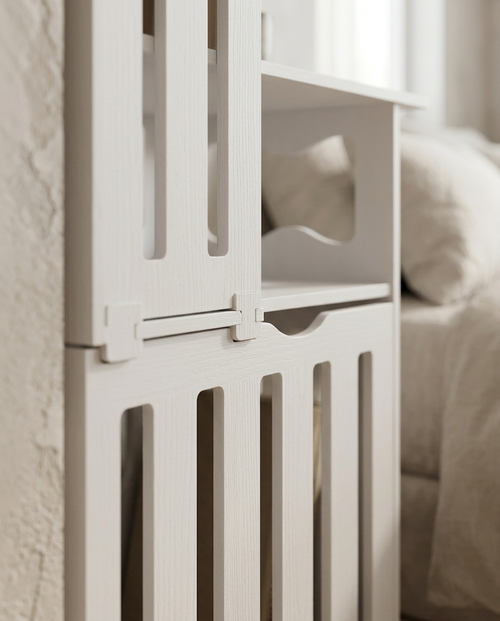 Bedside Storage Side Table — close detail of the drawer front and recessed pull